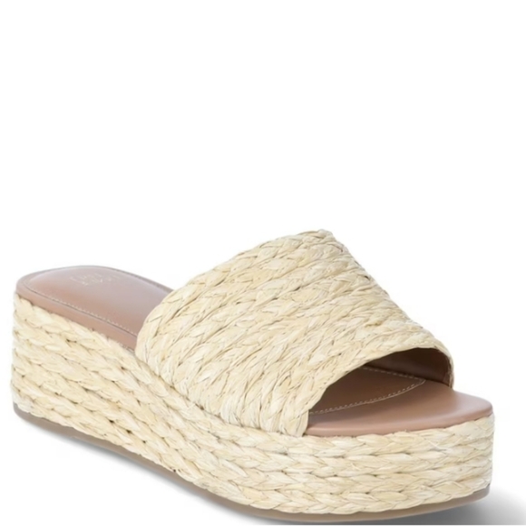 BRAND NEW TIME and TRU RAFFIA-WRAPPED BLOCK HEEL PLATFORM SANDALS - Picture 1 of 16